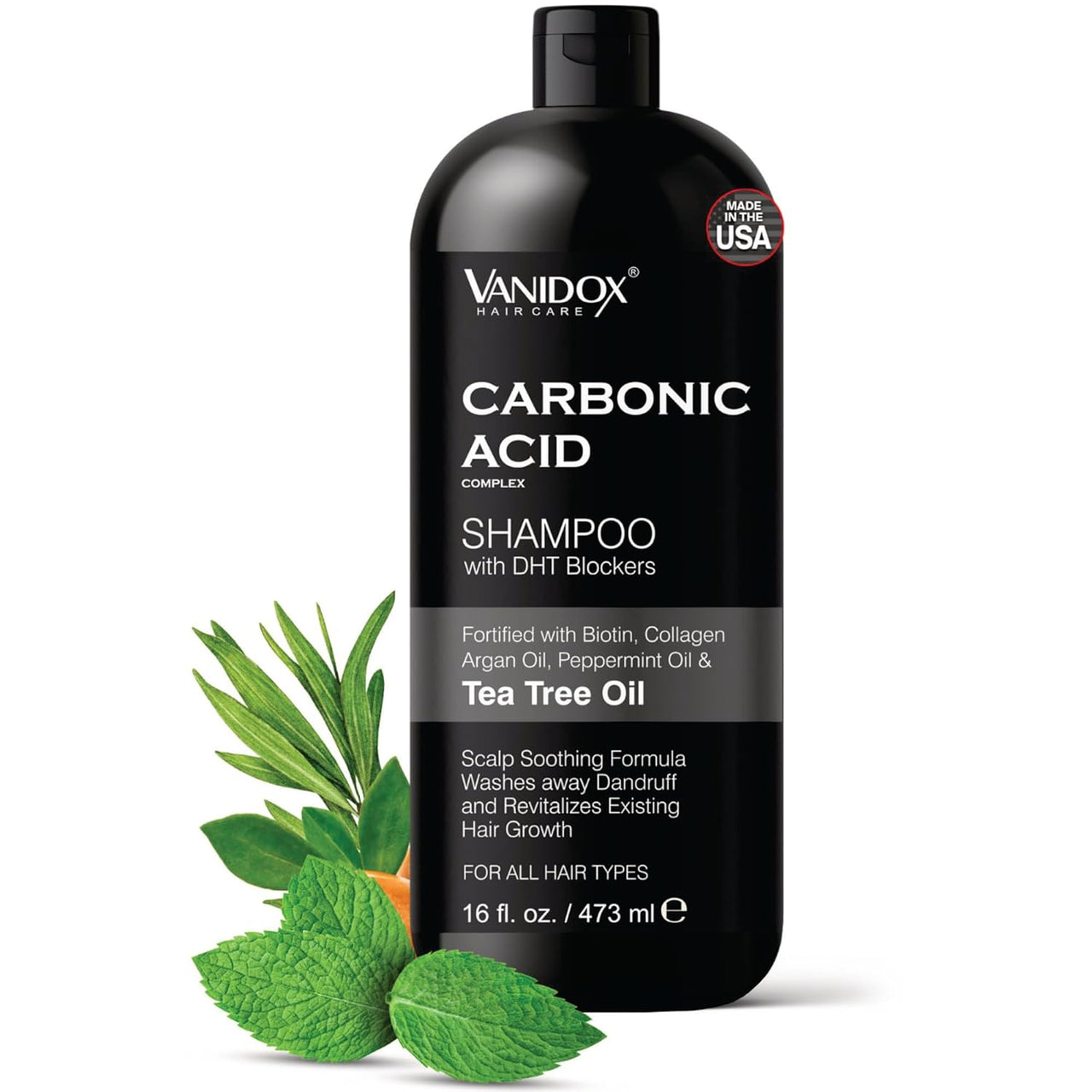 Carbonic Acid Shampoo, DHT Blocker, Hair Growth, Biotin & Tea Tree, 16oz