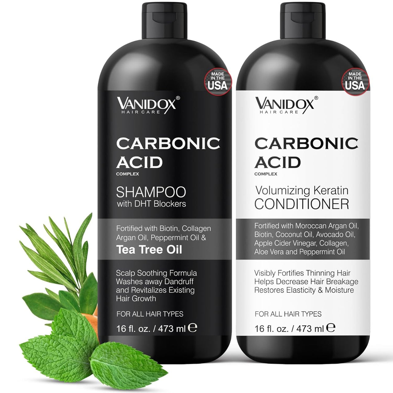 Carbonic Acid Shampoo & Conditioner Set for Hair Growth & Repair, 16oz