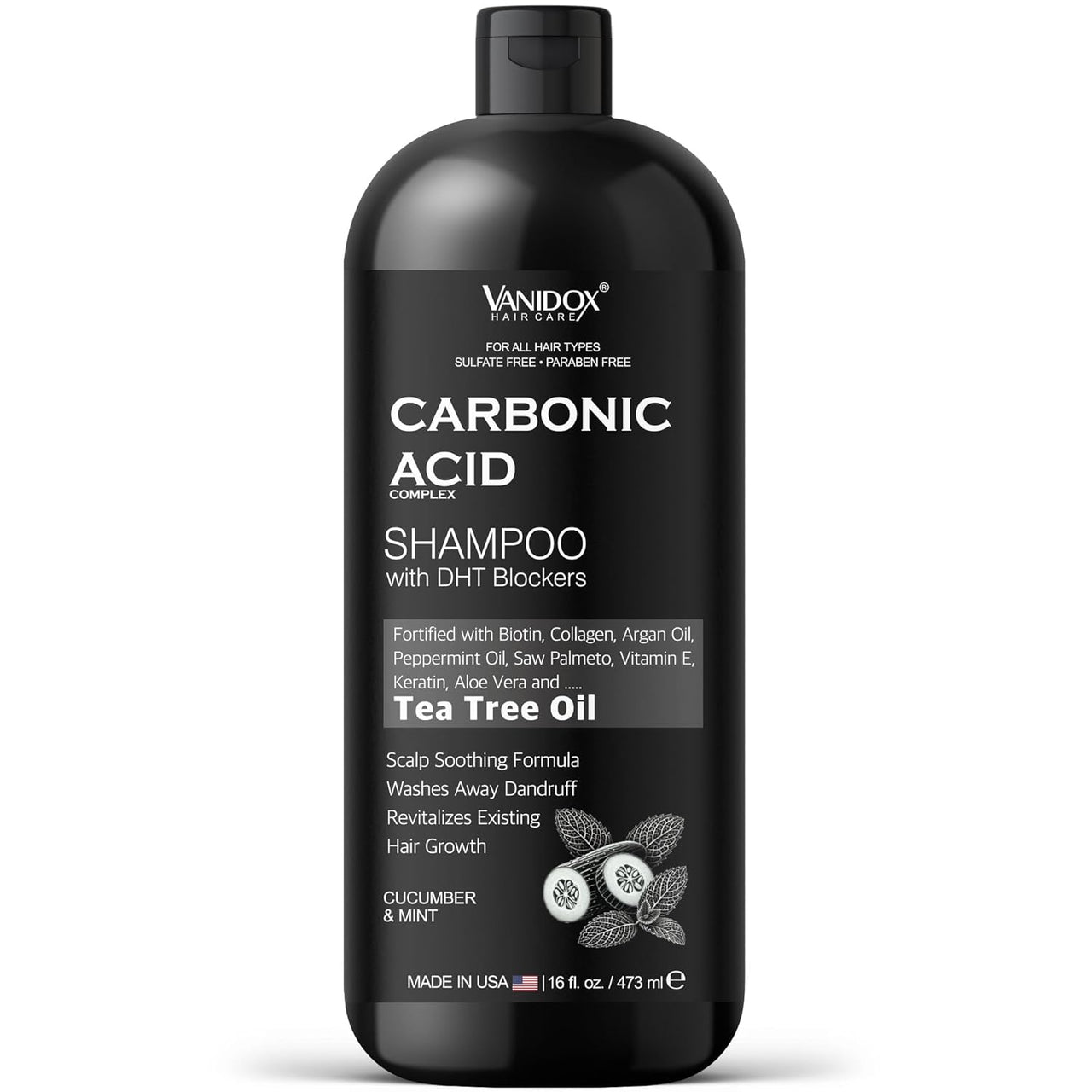 Carbonic Acid Shampoo, DHT Blocker, Sulfate-Free, Hair Growth, Biotin, 16oz