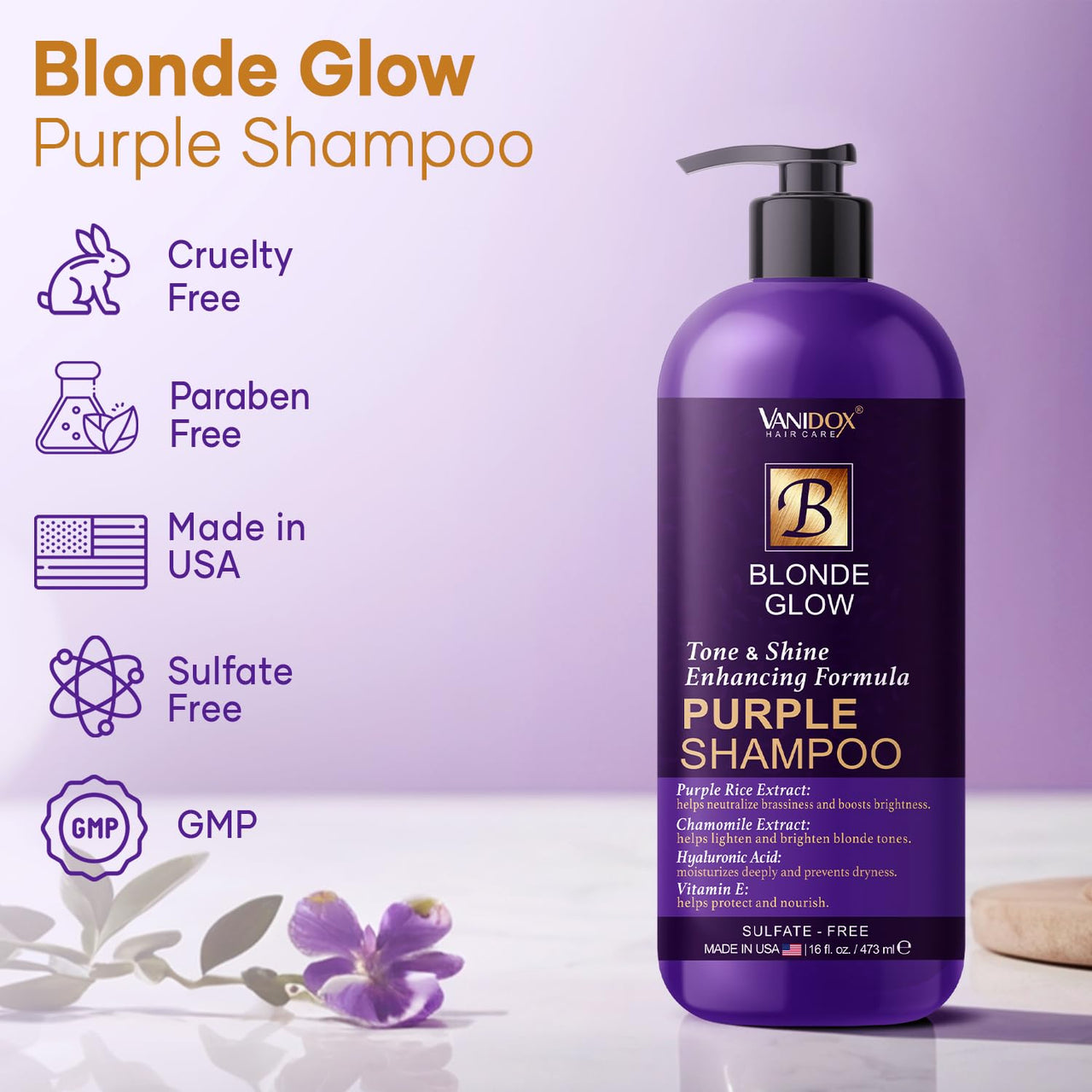 Sulfate-Free Purple Shampoo for Blondes, Highlights & Bleached Hair, 16oz