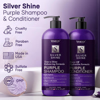 Thumbnail for Sulfate-Free Purple Shampoo & Conditioner for Gray/Silver Hair, 16oz Each