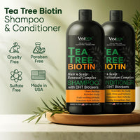 Thumbnail for Tea Tree Shampoo & Conditioner Set, Biotin, 16oz Each, Sulfate-Free