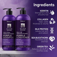 Thumbnail for Sulfate-Free Purple Shampoo & Conditioner for Gray/Silver Hair, 16oz Each