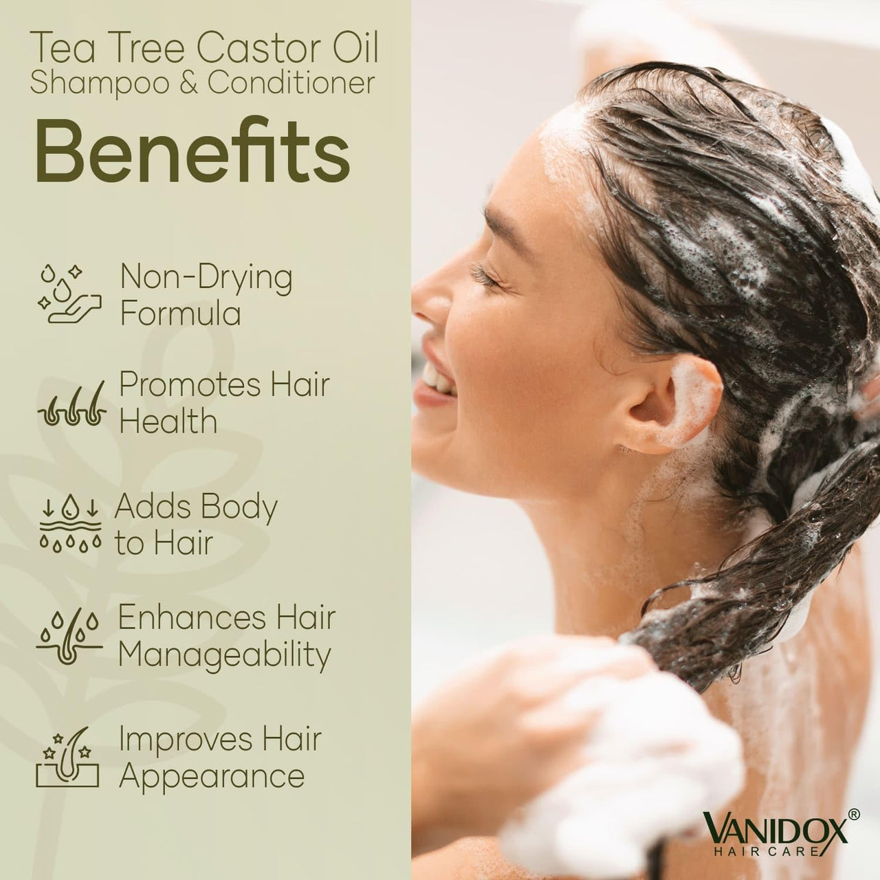 Tea Tree Shampoo & Conditioner Set, Castor Oil, 16oz Each, Sulfate-Free