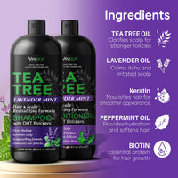 Thumbnail for Tea Tree Lavender Mint Shampoo & Conditioner, 16oz, Moisturizing, USA Made