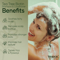 Thumbnail for Tea Tree Shampoo & Conditioner Set, Biotin, 16oz Each, Sulfate-Free