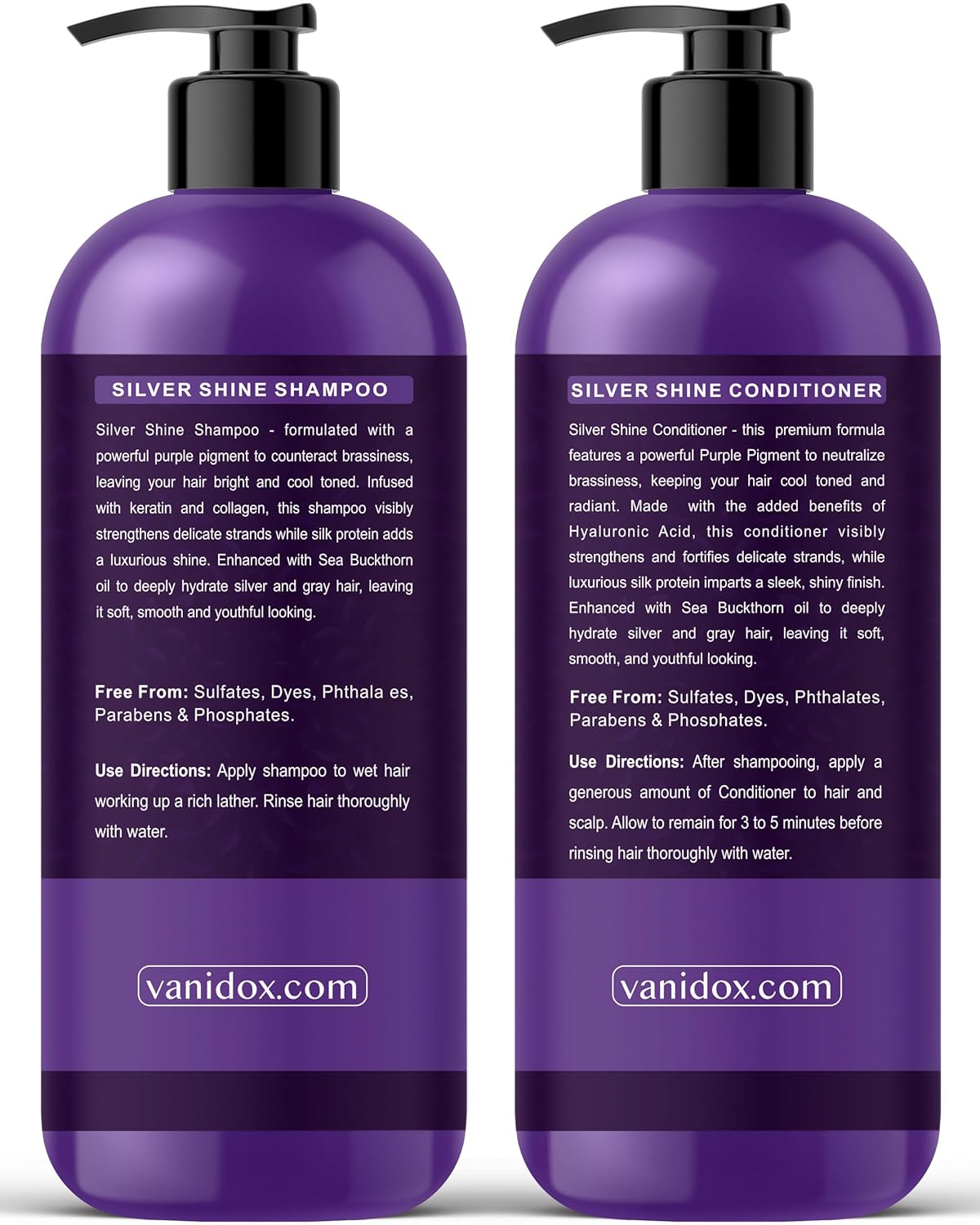 Sulfate-Free Purple Shampoo & Conditioner for Gray/Silver Hair, 16oz Each