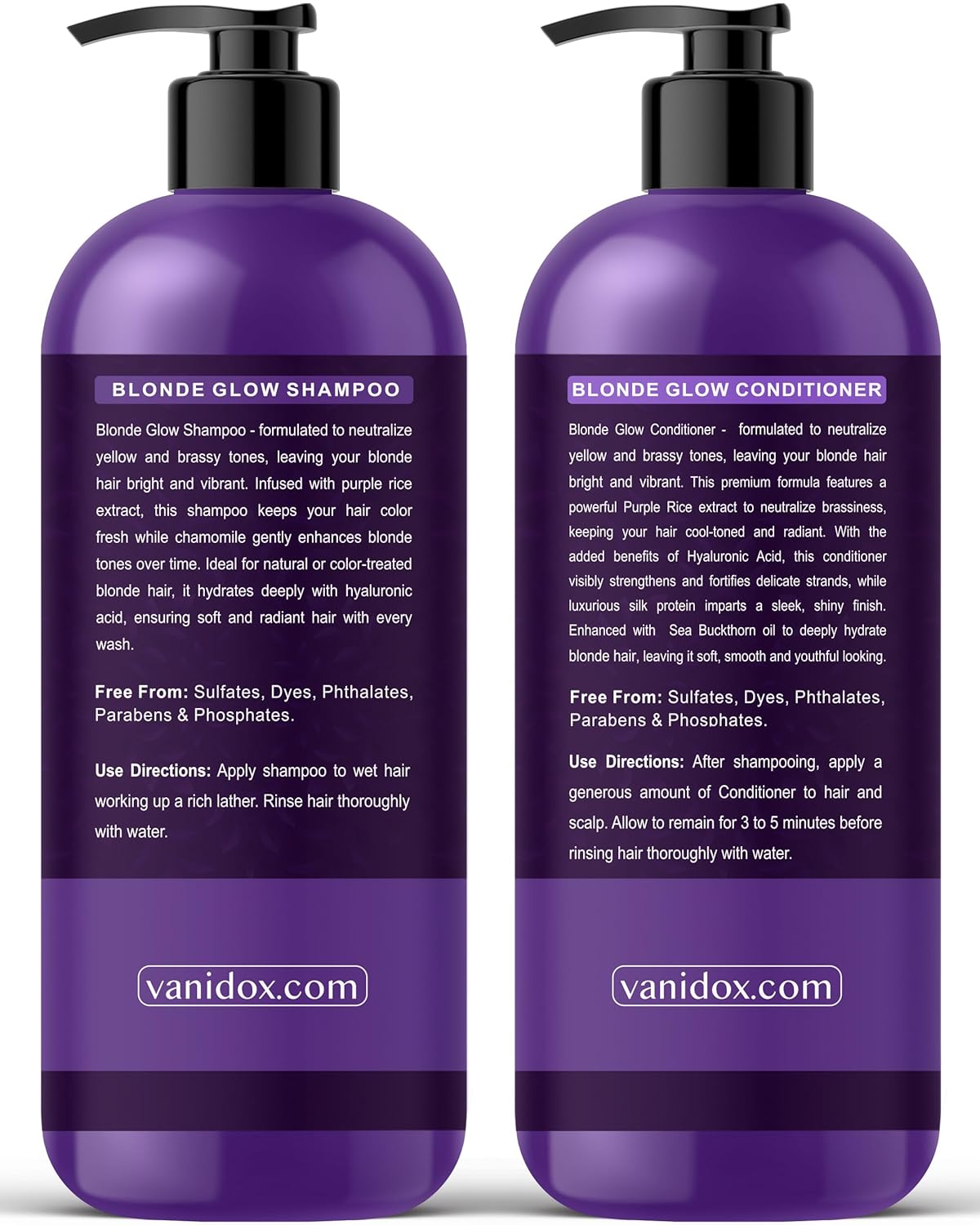 Sulfate-Free Purple Shampoo & Conditioner Set for Blondes, 16oz Each