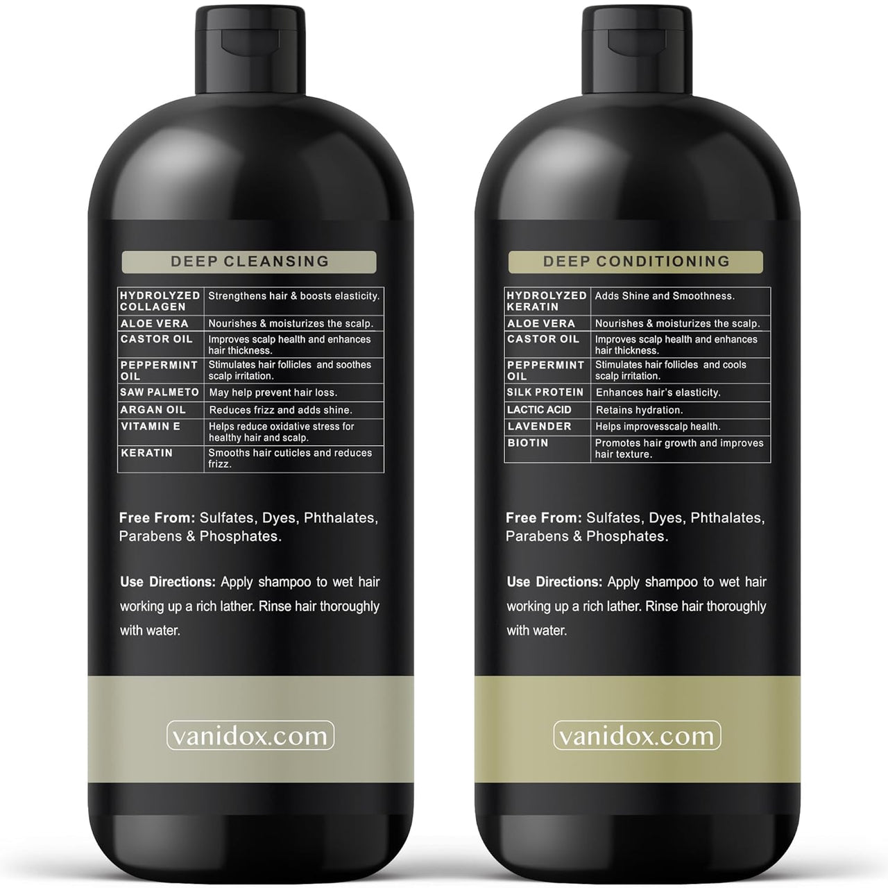 Tea Tree Shampoo & Conditioner Set, Castor Oil, 16oz Each, Sulfate-Free